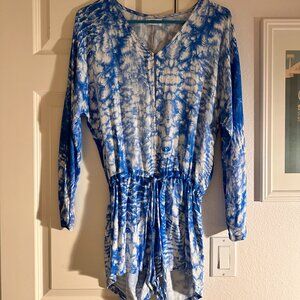 Mikoh Blue Tie-Dye Beach Romper / Cover Up